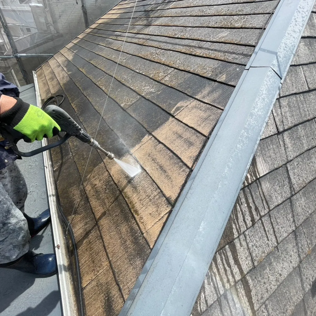 長田区において、外壁塗装工事が始まりました。