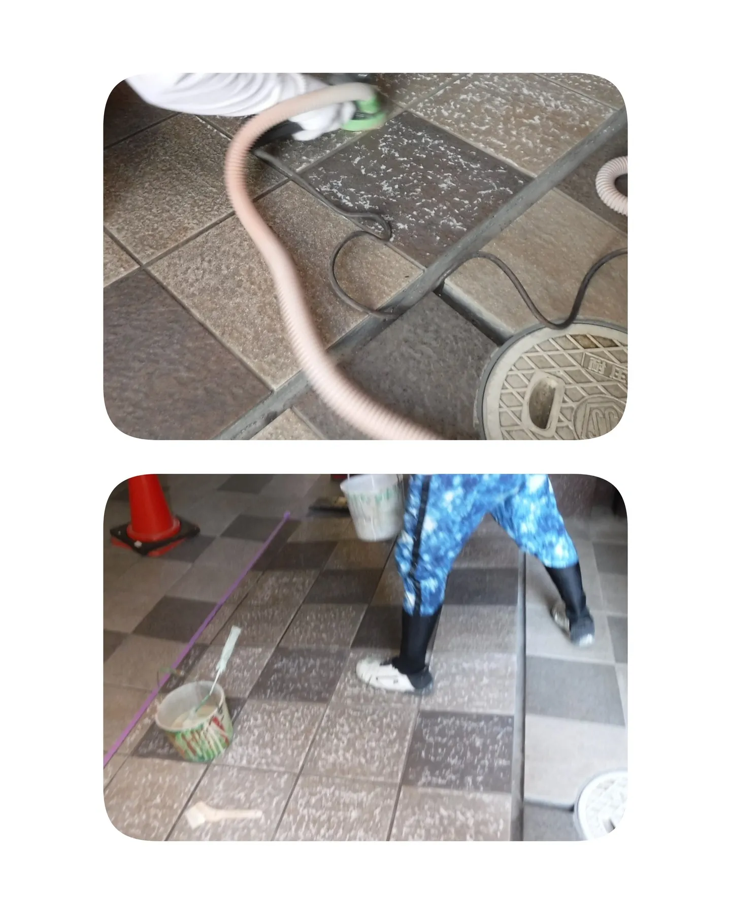 タイル面のノンスリップ工事を行いました。