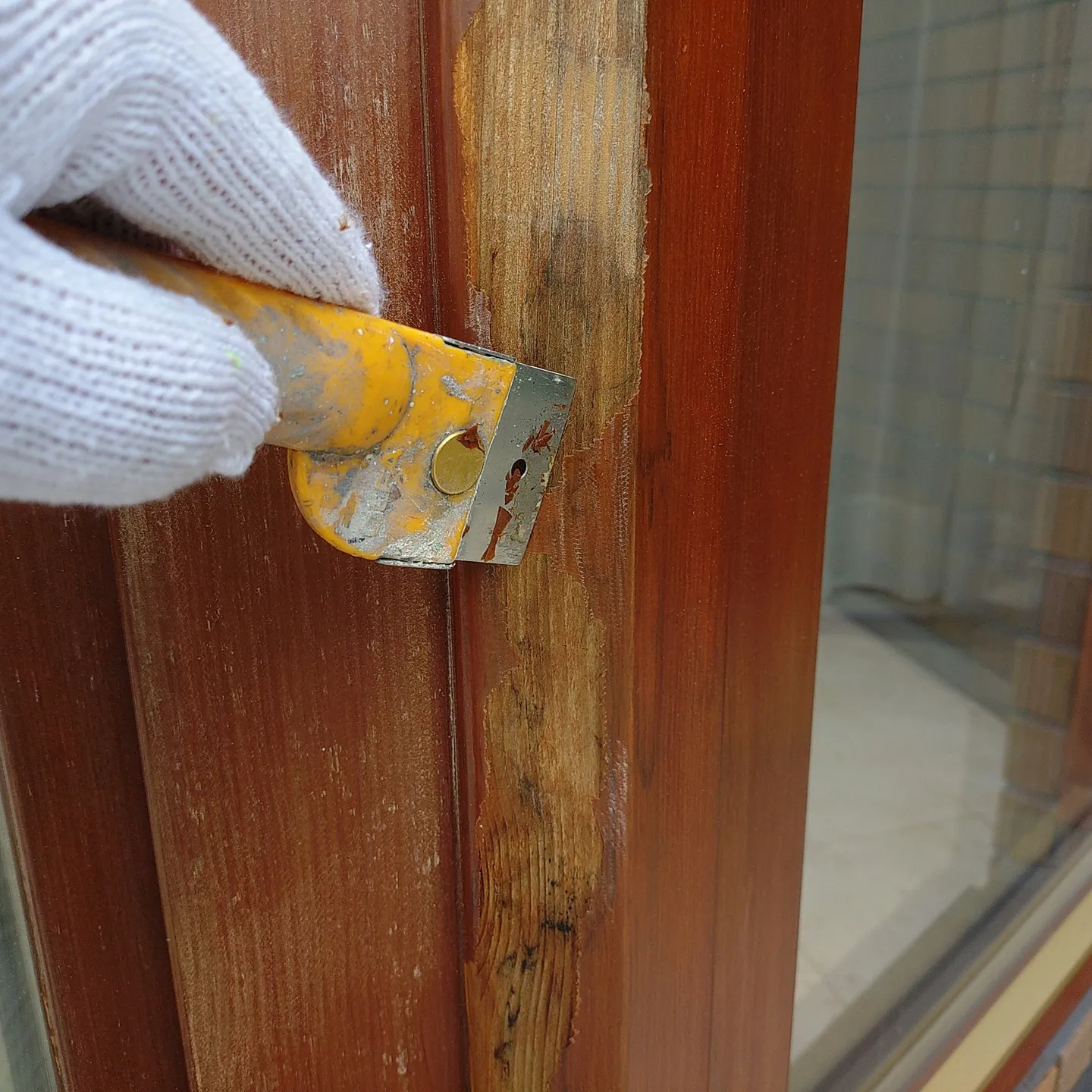 木製サッシ枠補修塗装