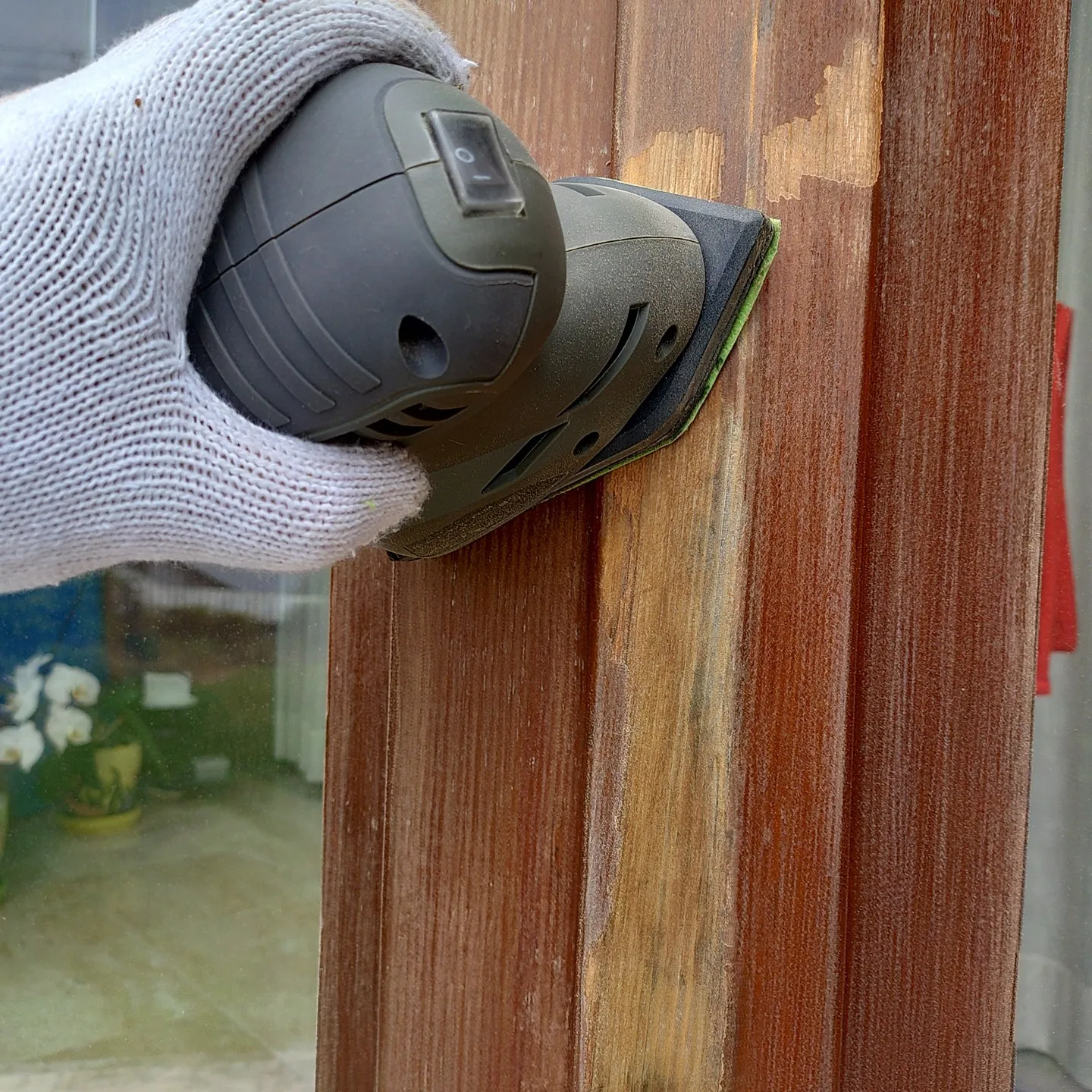 木製サッシ枠補修塗装