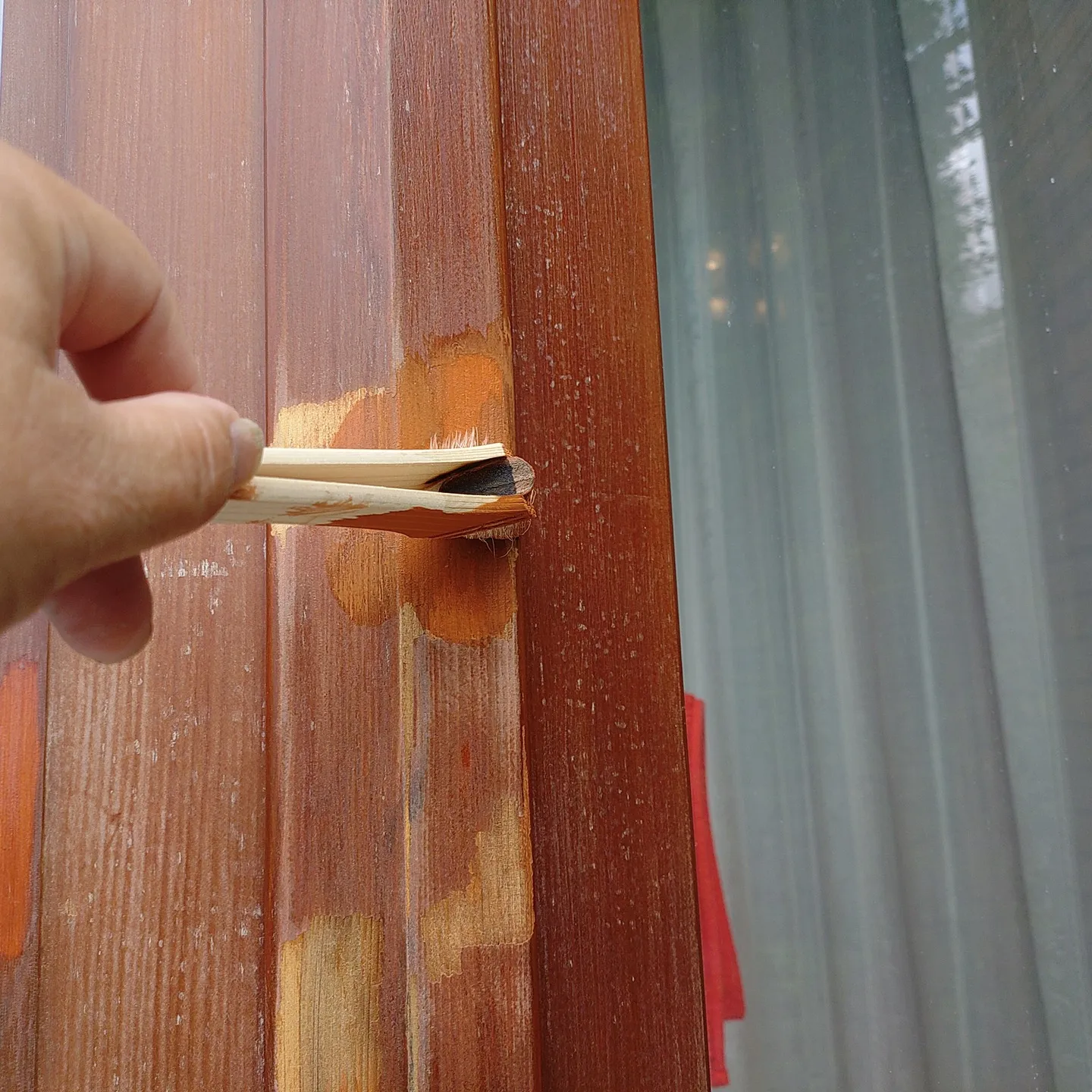 木製サッシ枠補修塗装