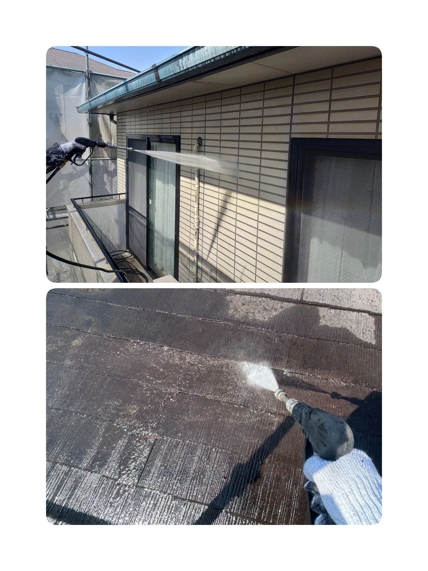 長田区で外壁塗装工事、屋根塗装工事が始まっています。