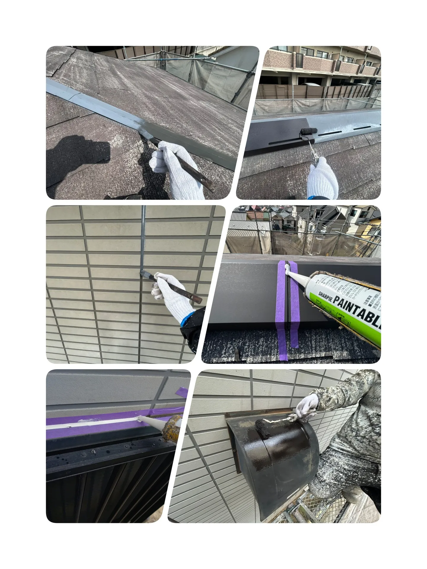 外壁塗装前の下地処理などを行いました。