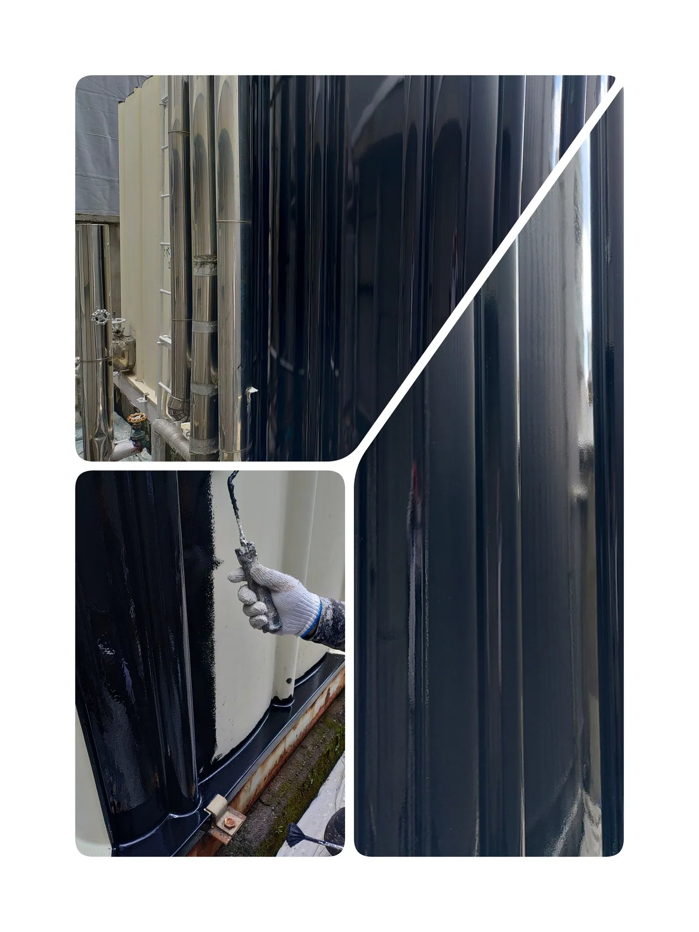 貯水タンク塗装工事を行っています。