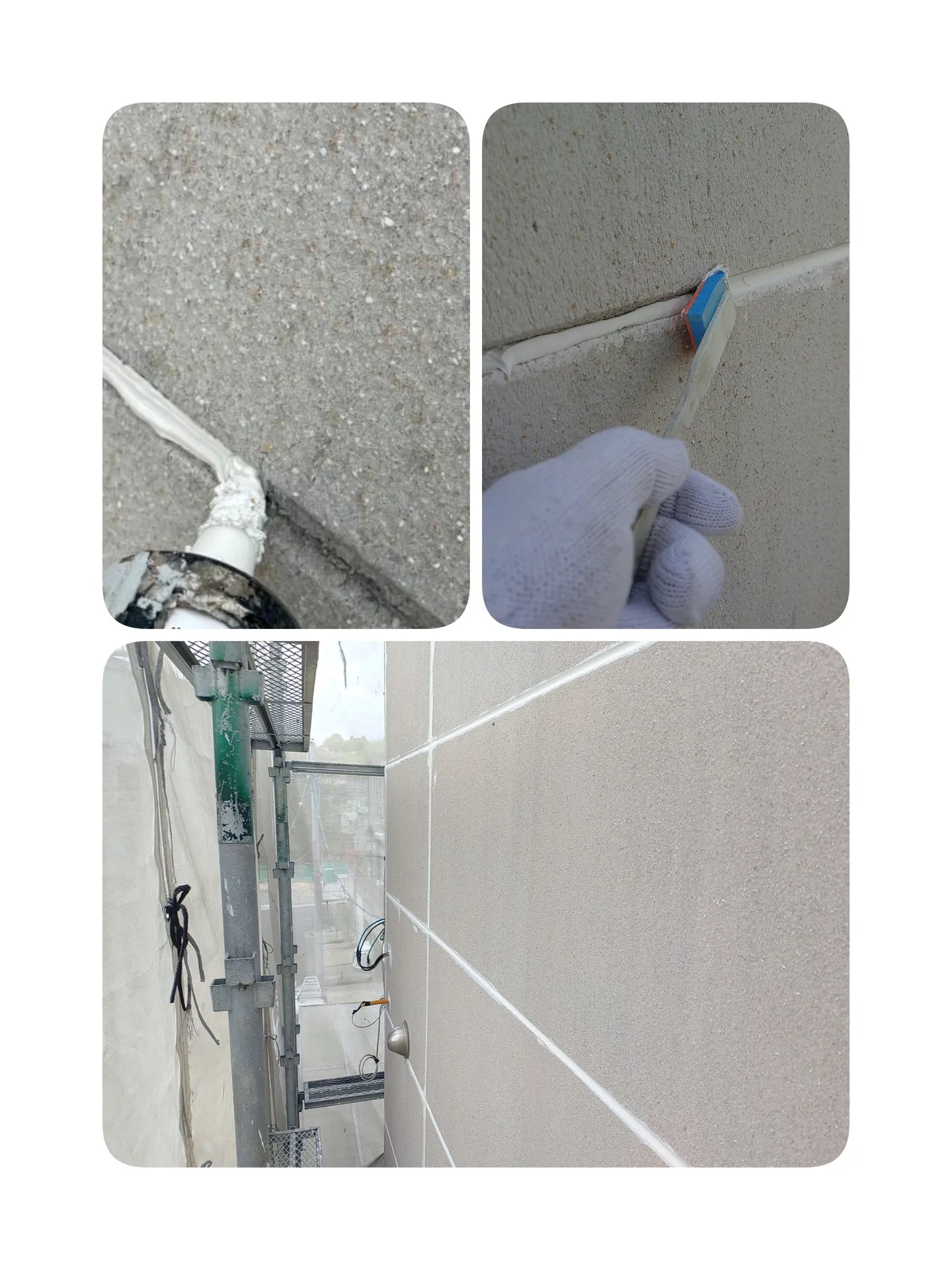 ALC外壁材の目地コーキング作業を行いました。