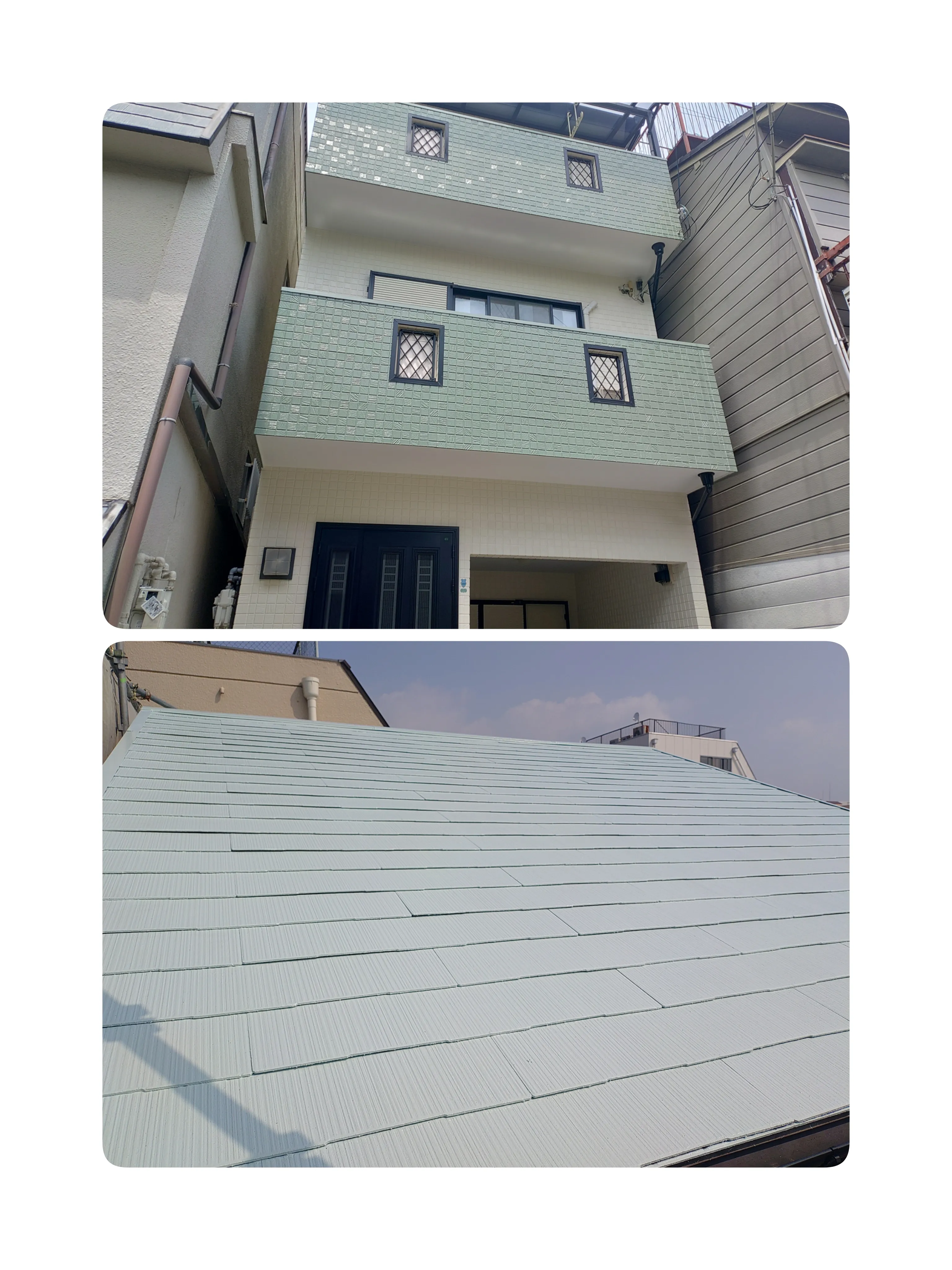 長田区での屋根塗装、外壁塗装作業が完了しました。