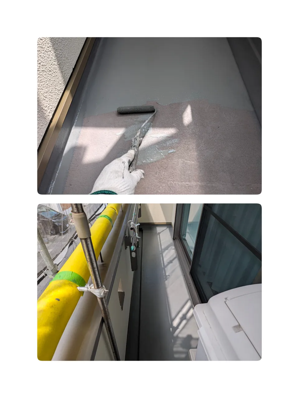 FRP防水のトップ塗装を行いました。